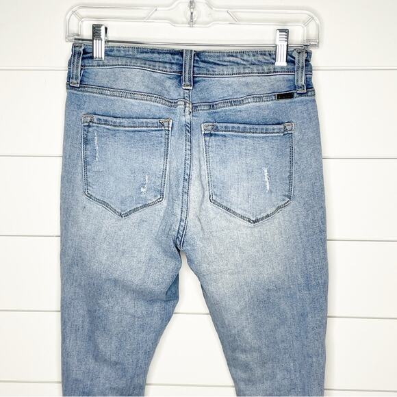 KanCan Distressed Raw Hem Skinny Stretch Jeans Light Wash Size 5/26 - Picture 7 of 9